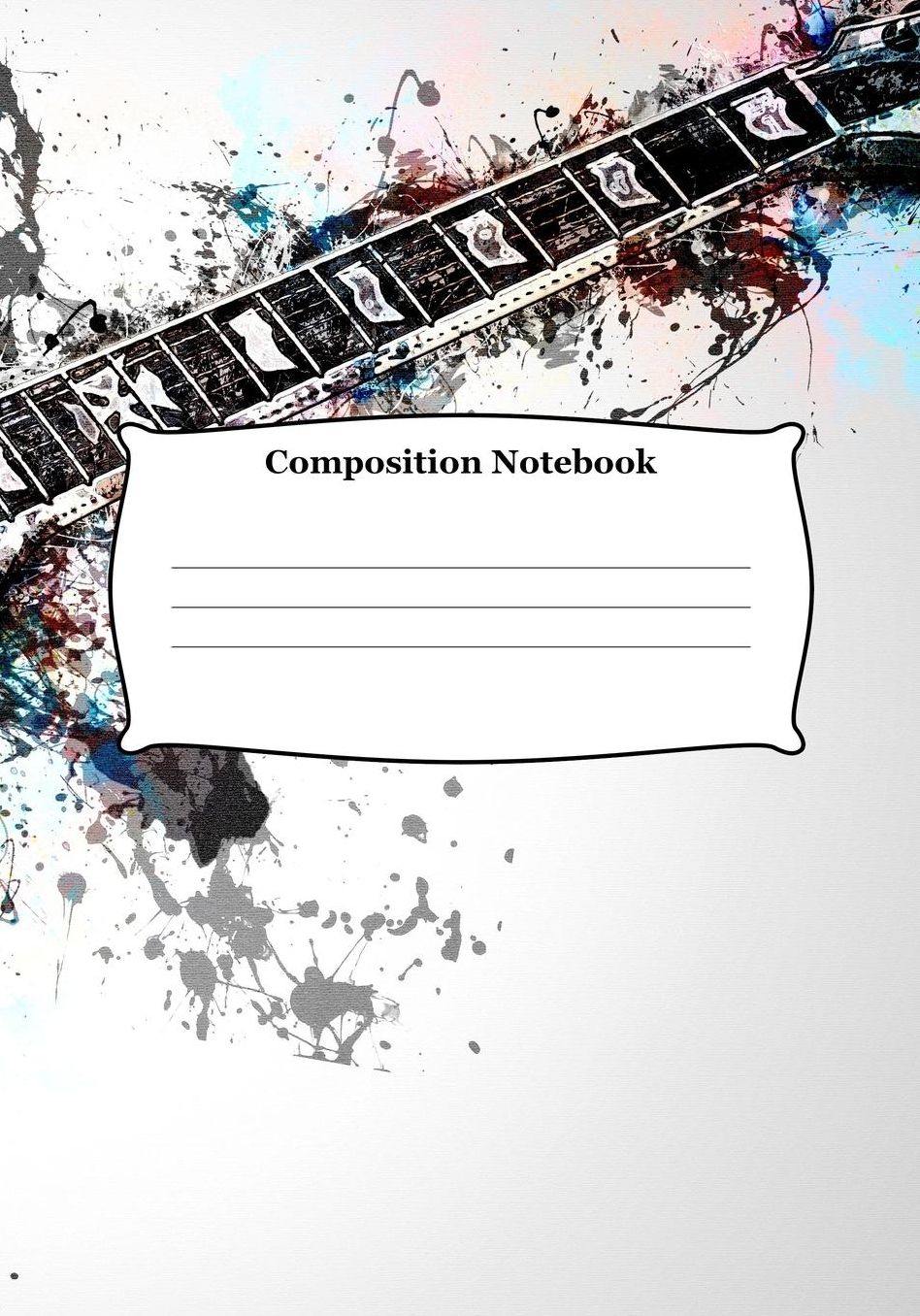 Composition Notebook: College Ruled Blank Line Pages Journal With Guitar Theme Cover for Creative Writing Diary and Daily Memory Log