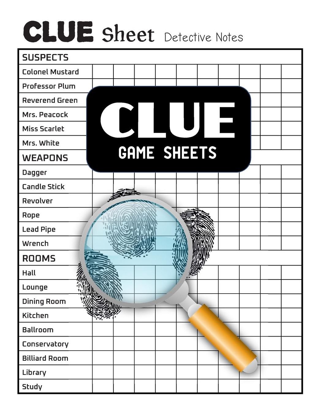 Clue Game Sheets: Clue Score Sheet Book