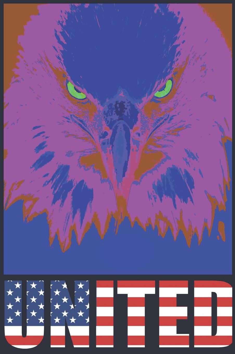 United Eagle: Notebook Journal. 6 x 9 Bald Eagle, United States, USA National Bird. Abstract Colors.