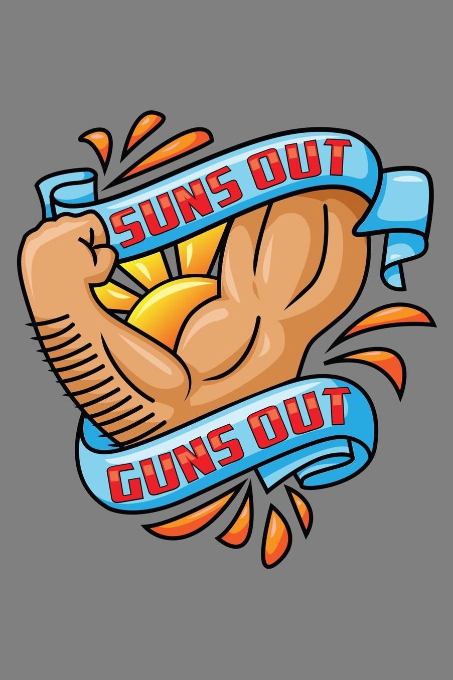 sun's Out Guns Out: With a matte, full-color soft cover this Cornell lined notebook is the ideal size (6x9in) 54 pages to write in. It makes an excellent gift too