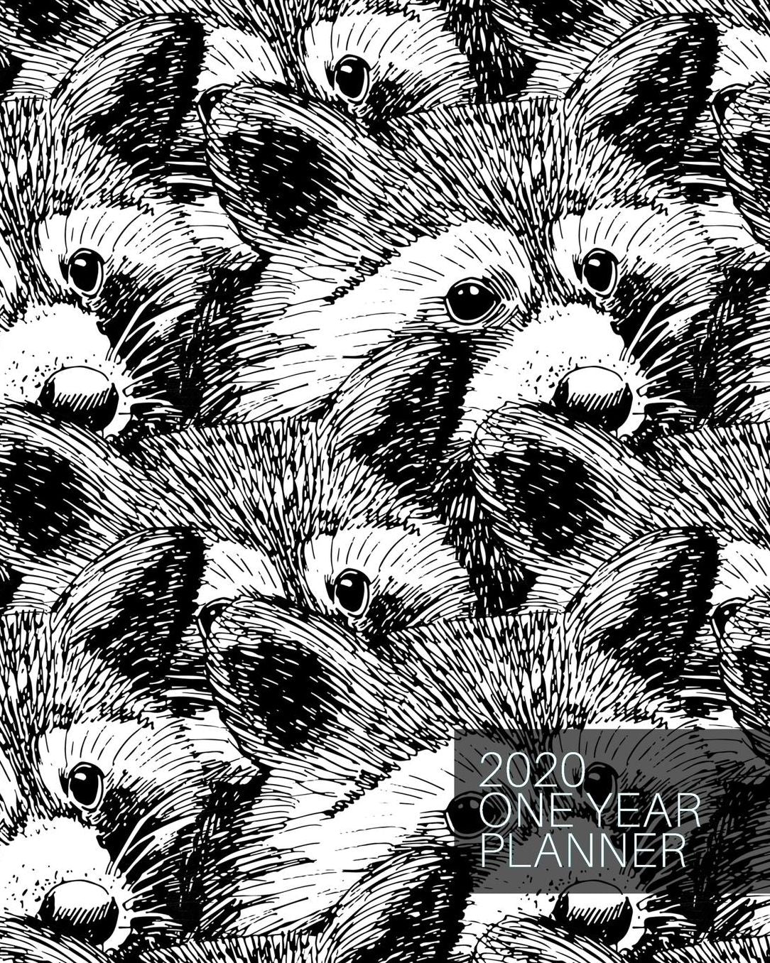 2020 One Year Planner: Super Cute Raccoon Line Art - Nature Animal - 12-Month Organizer with Daily/Weekly/Monthly Views, Inspirational Quotes, Habit Tracker, Vision Board, Dot Bullet Grid and Lined Notes Pages