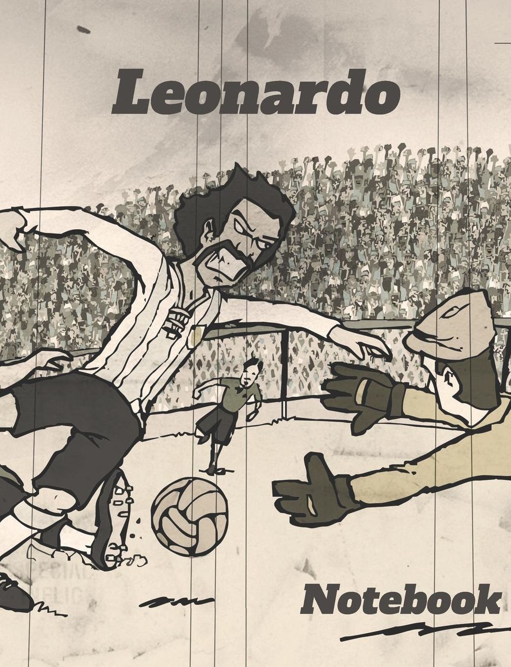 Leonardo: Personalized Soccer Composition Notebook - Wide Ruled Journal Popular for Writing, Exercise Book or as Diary, Among School Boys & Girls Great Cover Art Featuring Retro Style European Football