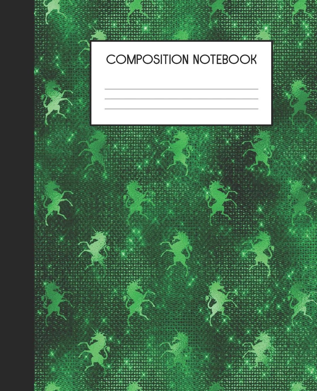Composition Notebook: Wide Ruled Notebook Green Glam Lined Journal 100 Pages 7.5 x 9.25 School Subject Book Notes Student Gift Kids Teenager Adult Teacher