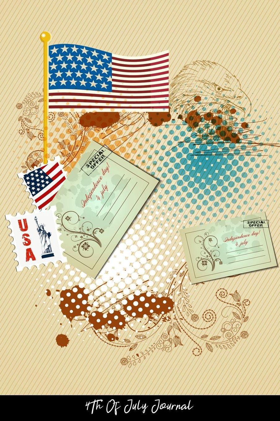 4Th Of July Journal: Dot Grid Journal - 4Th July America Freedom Glory Independence July National Old Patriot Patriotic Patriotism Ribbon Star United Usa - Black Dotted Diary, Planner, Gratitude, Writing, Travel, Goal, Bullet Notebook - 6X9 120 Pages