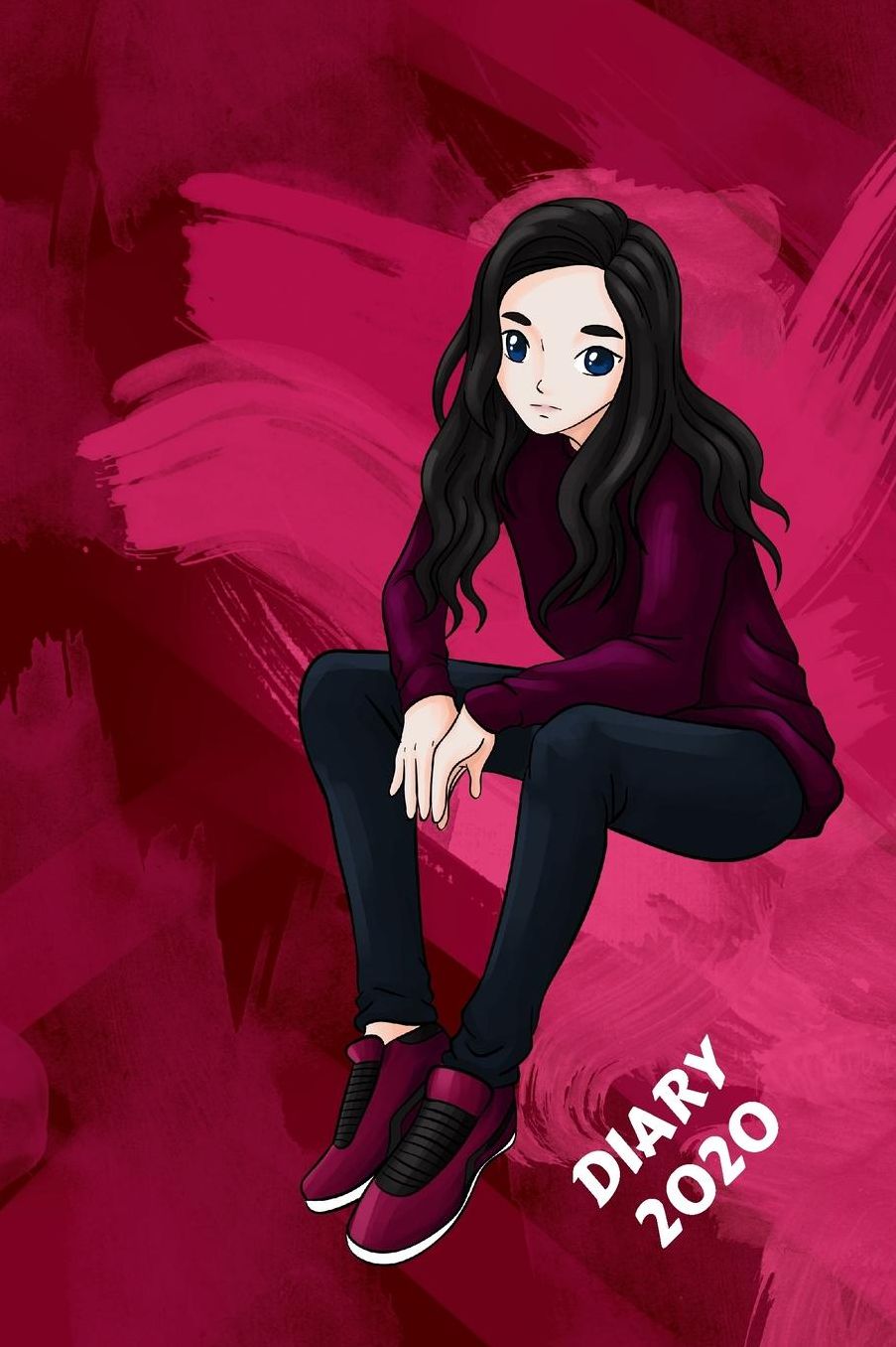 Diary 2020: Anime Monthly Week to View Planner Anime Art Girl Teenager