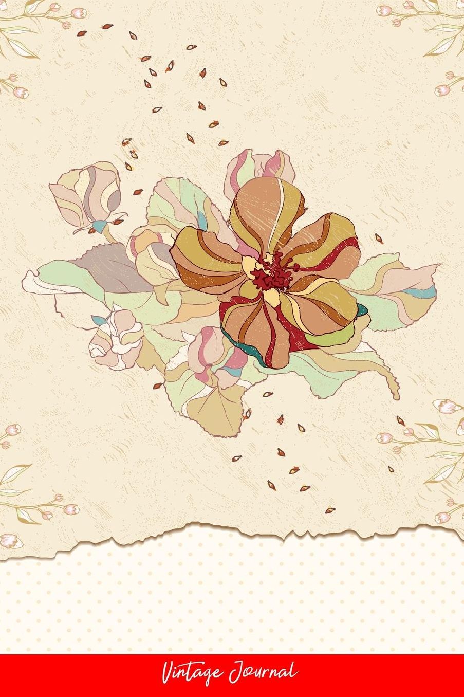 Vintage Journal: Dot Grid Journal - Abstract Art Creative Dirt Elegant Floral Flower Leaf Old Plant Splash Vintage - Red Dotted Diary, Planner, Gratitude, Writing, Travel, Goal, Bullet Notebook - 6X9 120 Pages