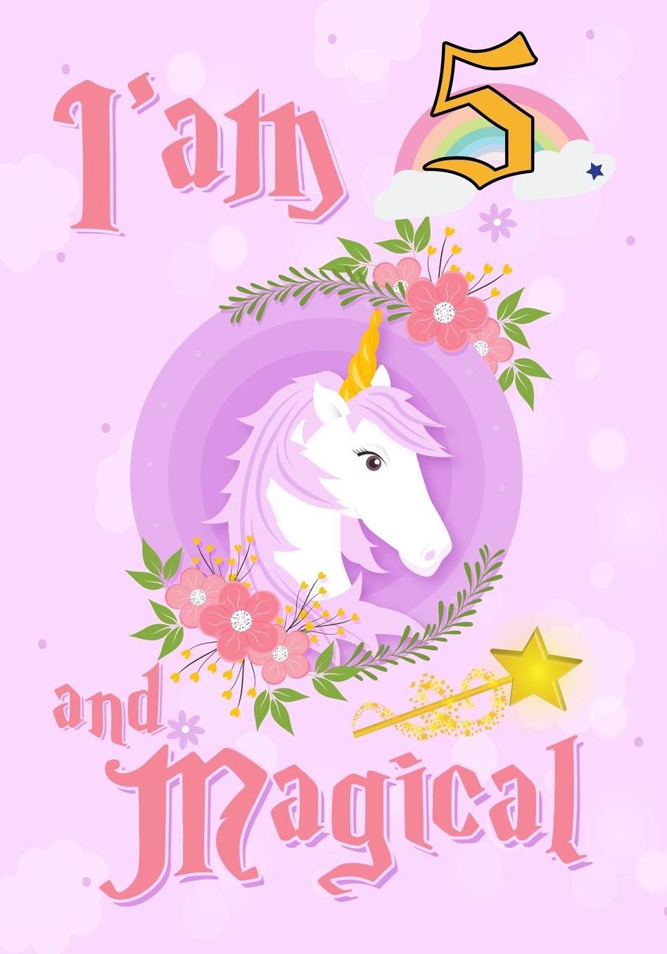 I'am 5 and Magical: A Unicorn birthday journal for 1 year old girl gift, Birthday Gift for Girls, Journal Notebook for Kids, Drawing writing and doodling