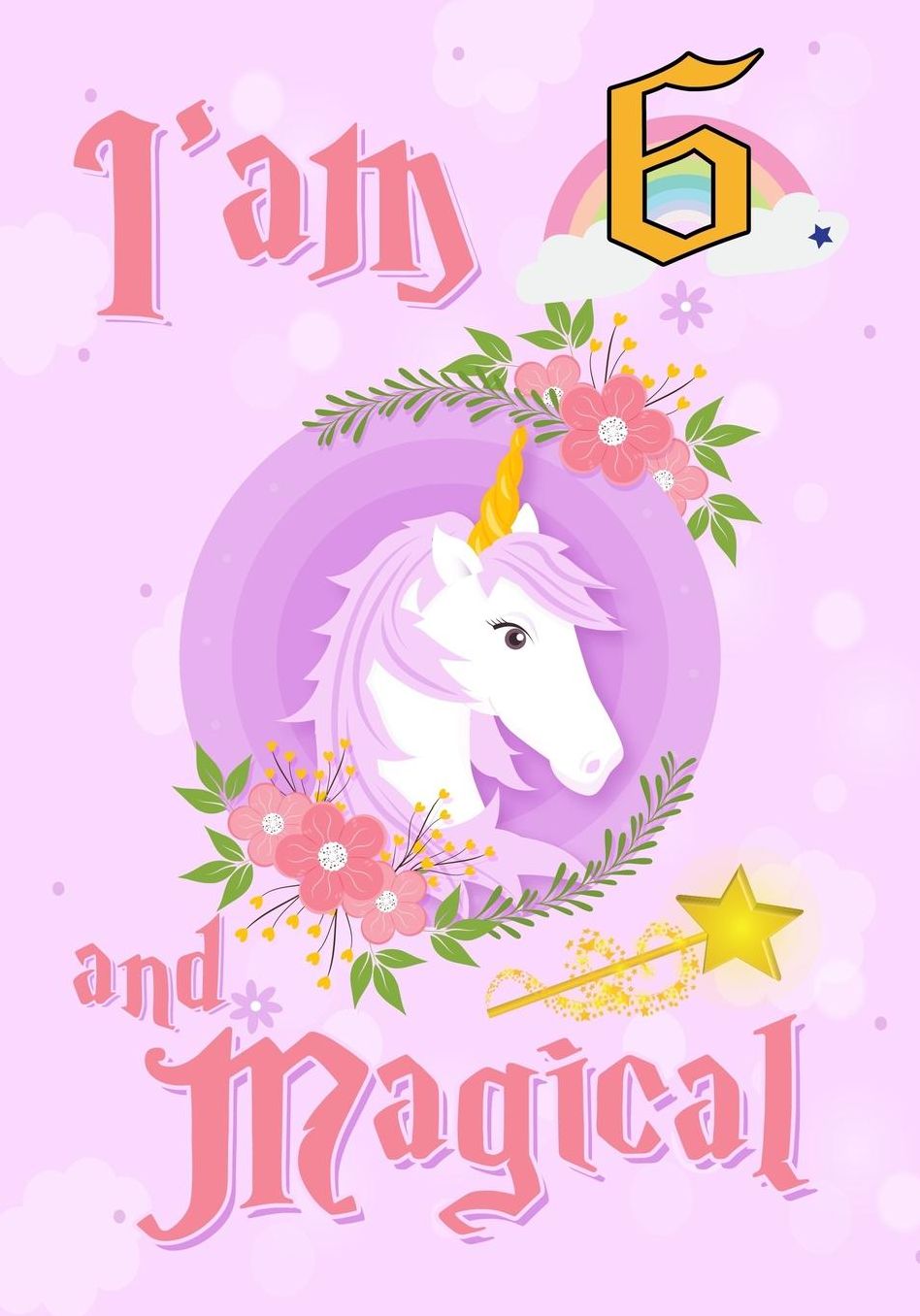 I'am 6 and Magical: A Unicorn birthday journal for 6 year old girl gift, Birthday Gift for Girls, Journal Notebook for Kids, Drawing writing and doodling
