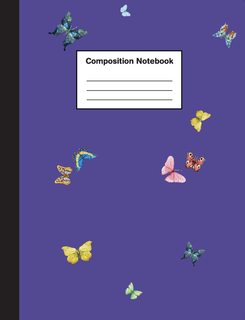 Composition Notebook: Art Series: Purple Butterflies Wide Ruled Girly Book Journal for Girls Teens, Kids Students for Home, School or College