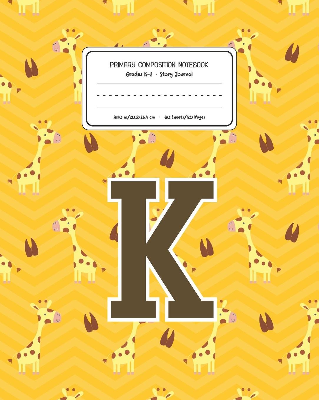 Primary Composition Notebook Grades K-2 Story Journal K: Giraffe Animal Pattern Primary Composition Book Letter K Personalized Lined Draw and Write Handwriting Paper Picture Space and Dashed Midline Notebook for Boys Exercise Book for Kids Back to School