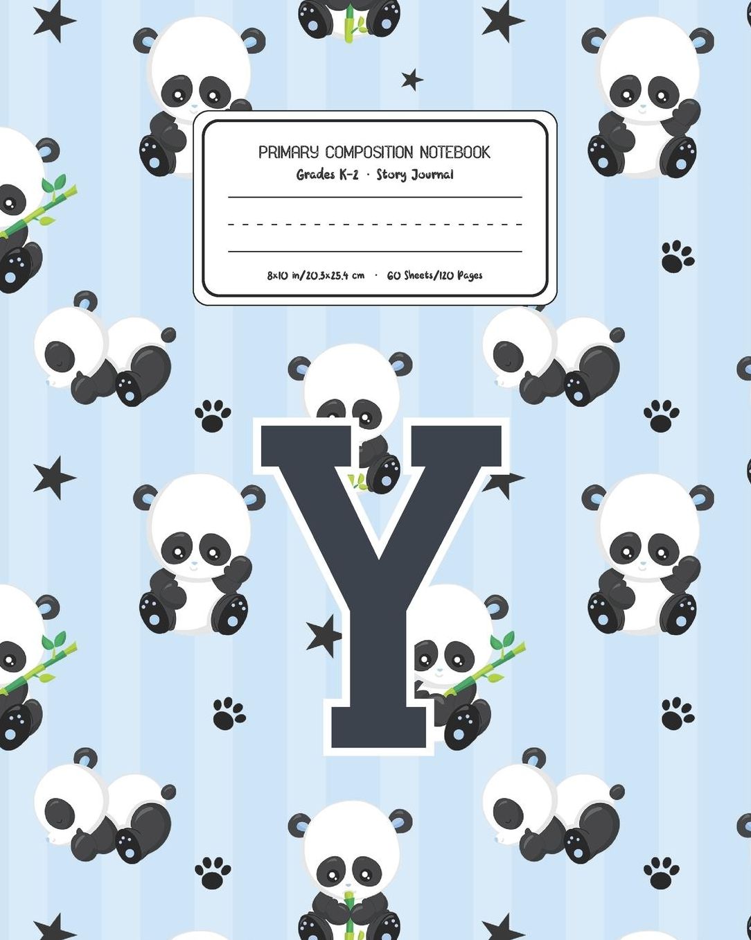 Primary Composition Notebook Grades K-2 Story Journal Y: Panda Bear Animal Pattern Primary Composition Book Letter Y Personalized Lined Draw and Write Handwriting Paper Picture Space and Dashed Midline Notebook for Boys Exercise Book for Kids Back to Scho