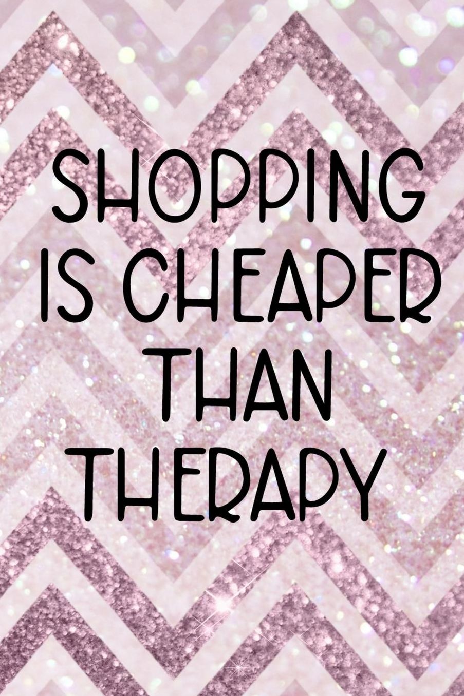 Shopping is Cheaper Than Therapy: Blank Lined Notebook ( Shopping Online ) Pink Stripes