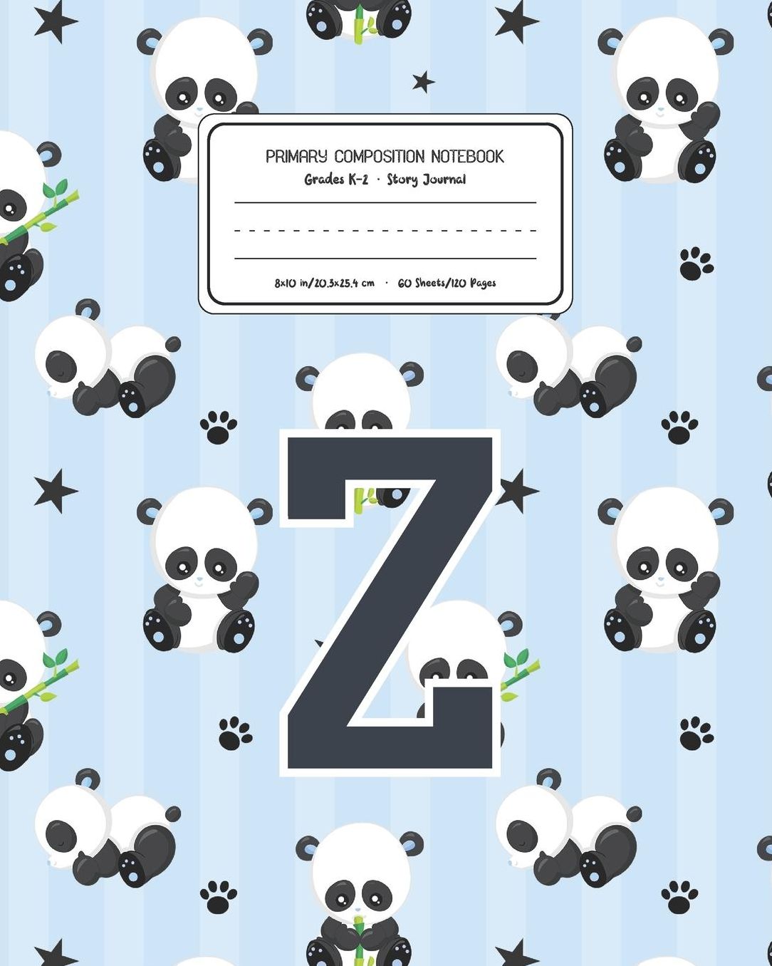 Primary Composition Notebook Grades K-2 Story Journal Z: Panda Bear Animal Pattern Primary Composition Book Letter Z Personalized Lined Draw and Write Handwriting Paper Picture Space and Dashed Midline Notebook for Boys Exercise Book for Kids Back to Scho