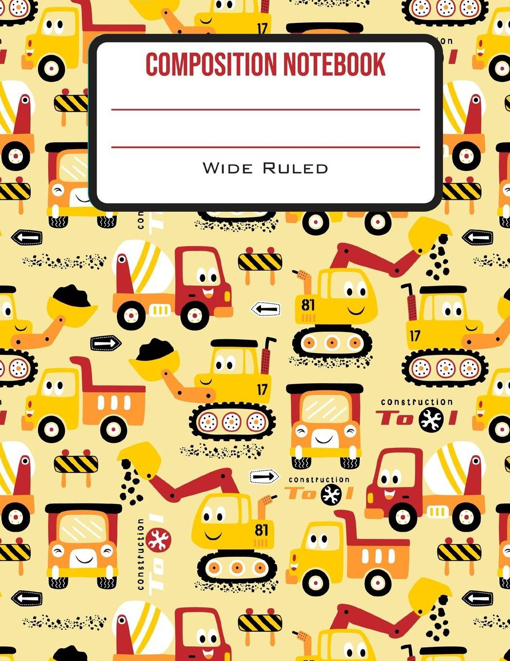 Composition Notebook Wide Ruled: Cute Truck Back to School Composition Book for Little Boys