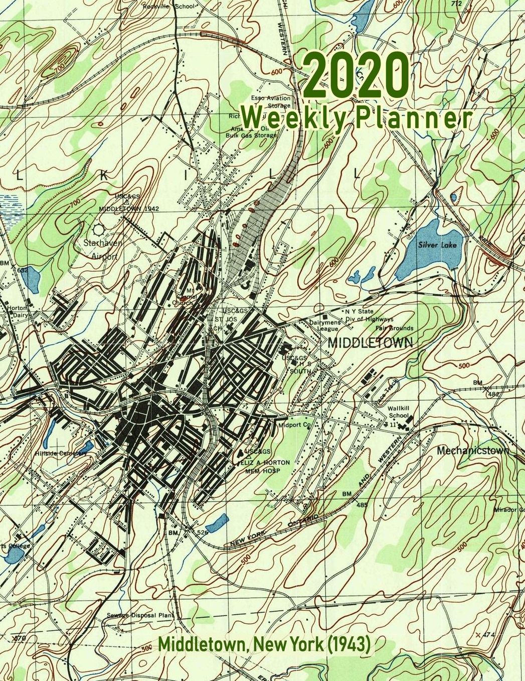 2020 Weekly Planner: Middletown, New York (1943): Vintage Topo Map Cover