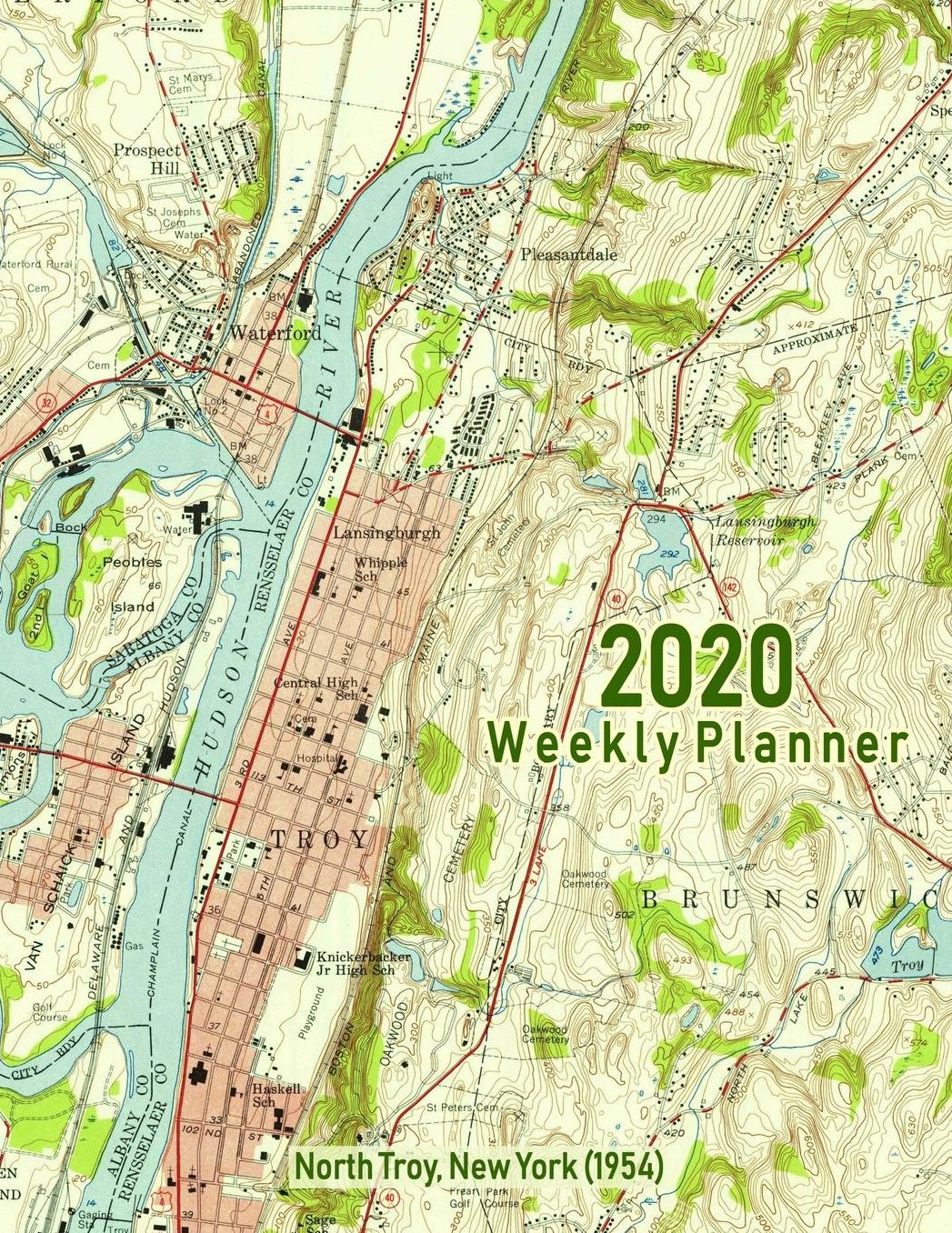 2020 Weekly Planner: North Troy, New York (1954): Vintage Topo Map Cover