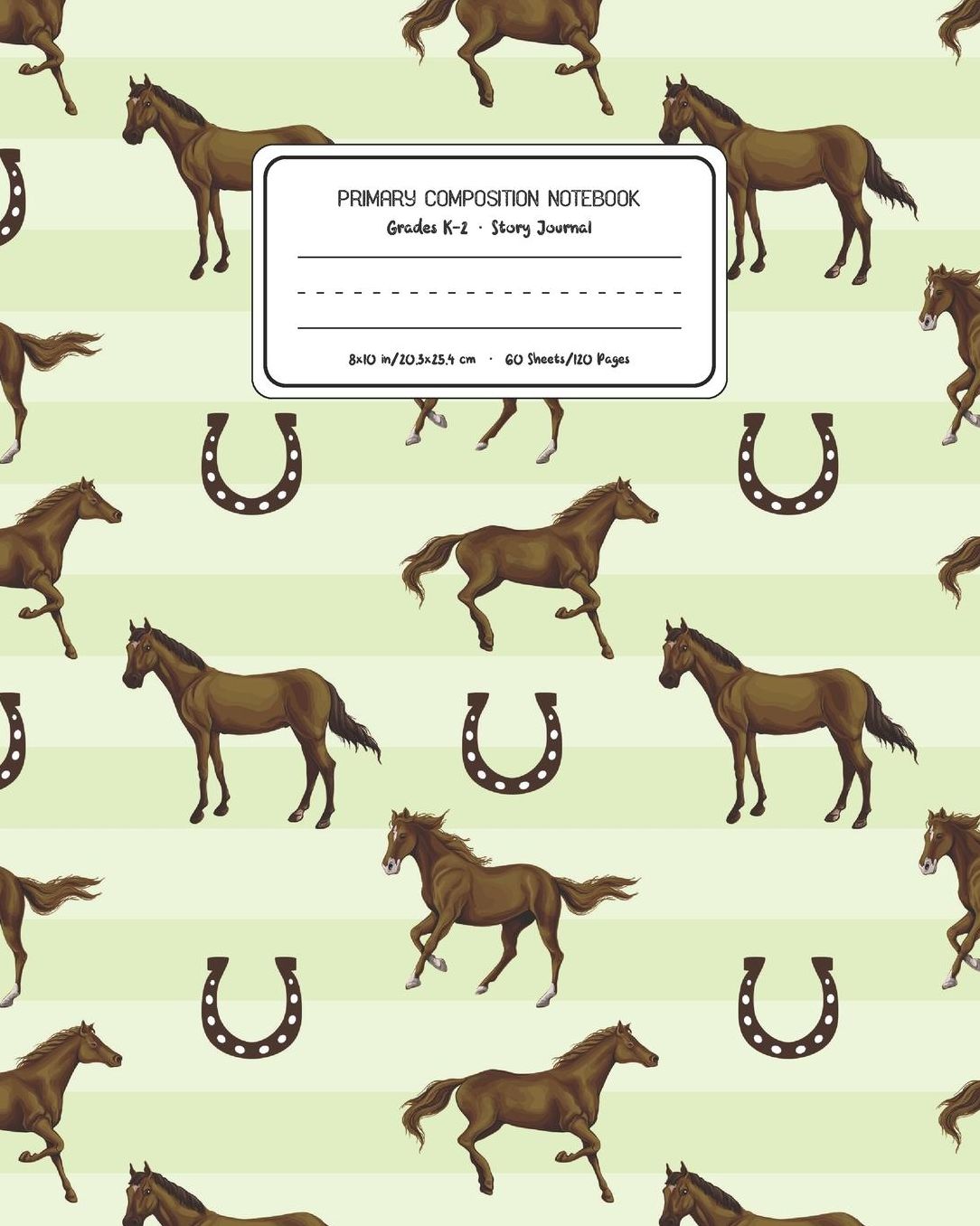 Primary Composition Notebook Grades K-2 Story Journal: Horses Animal Pattern Primary Composition Book Personalized Lined Draw and Write Handwriting Paper Picture Space and Dashed Midline Notebook for Boys Exercise Book for Kids Back to School Preschoo