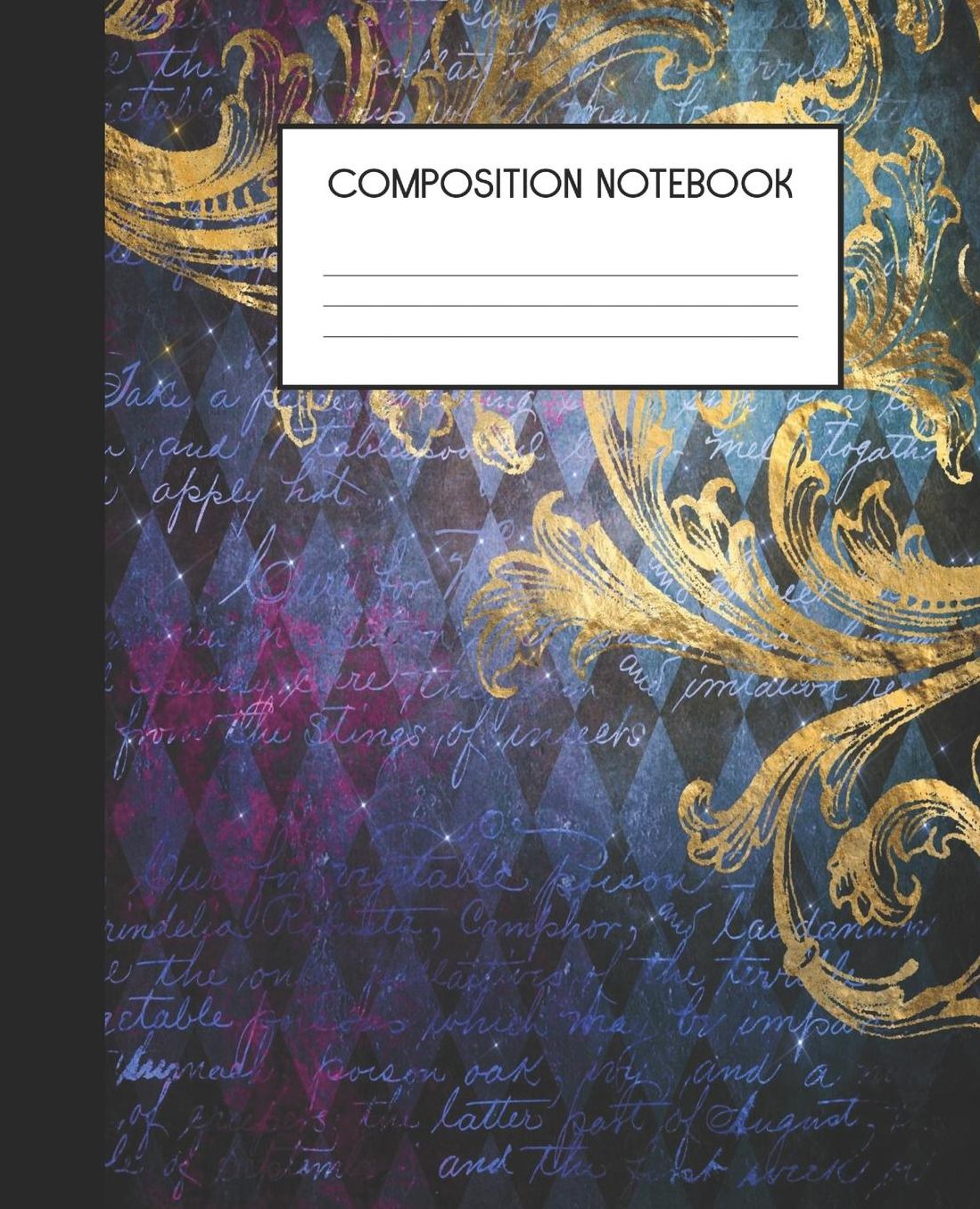 Composition Notebook: Wide Ruled Notebook Gothic Grunge Damask Lined Journal 100 Pages 7.5 x 9.25 School Subject Book Notes Student Gift Kids Teenager Adult Teacher