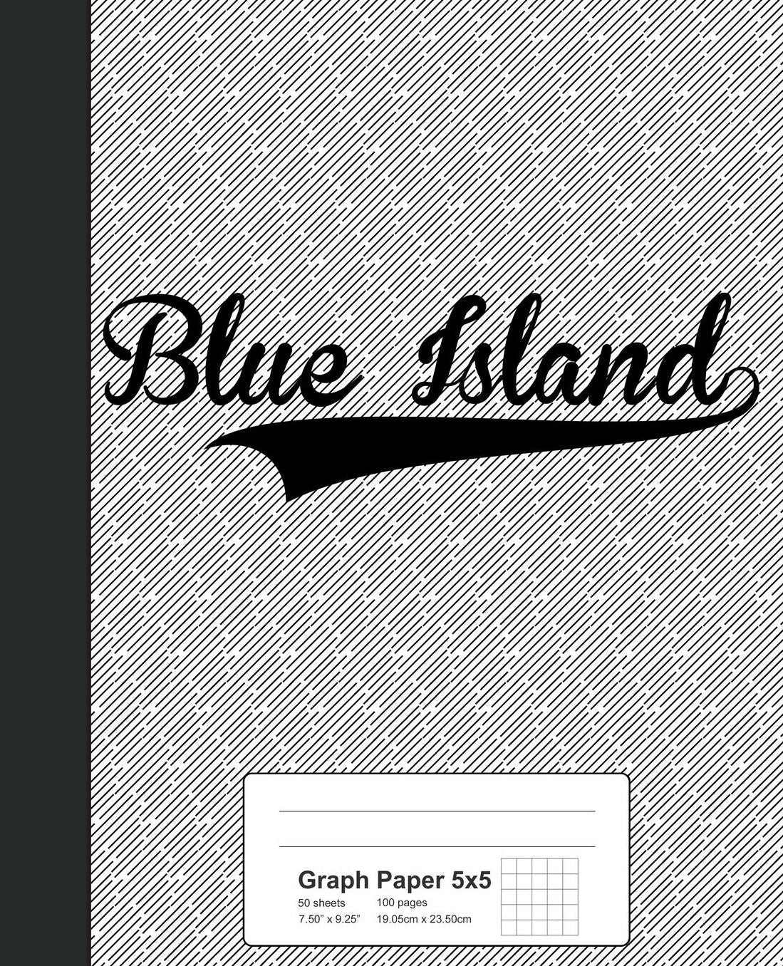 Graph Paper 5x5: BLUE ISLAND Notebook
