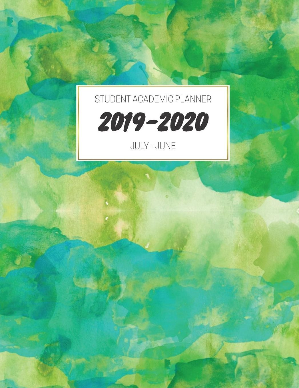 2019-2020 Student Academic Planner: July-June Mid Year Calendar Organizer Diary with To-Do List, Notes, Class Schedule Blue Green Yellow Watercolors