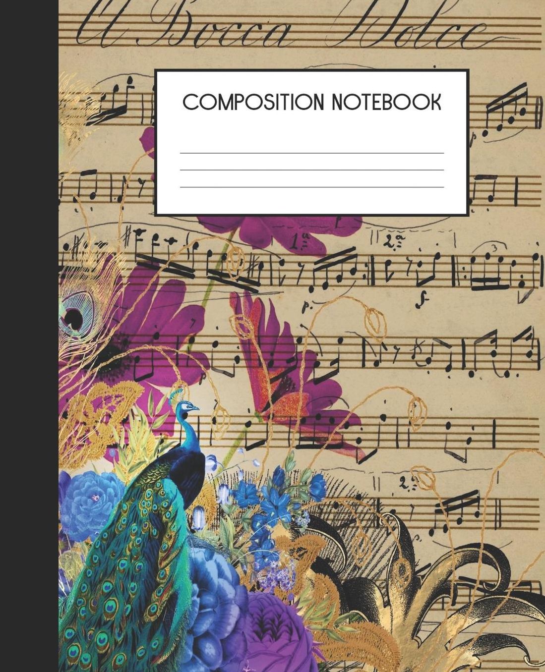 Composition Notebook: Wide Ruled Notebook Peacock Altered Art Lined Journal 100 Pages 7.5 x 9.25 School Subject Book Notes Student Gift Kids Teenager Adult Teacher
