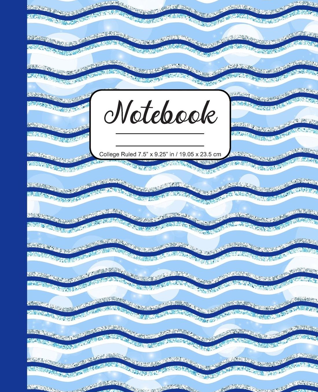 Notebook College Ruled 7.5 x 9.25 in / 19.05 x 23.5 cm: Composition Book, Blue Wavy Lines and Dots Cover, C760