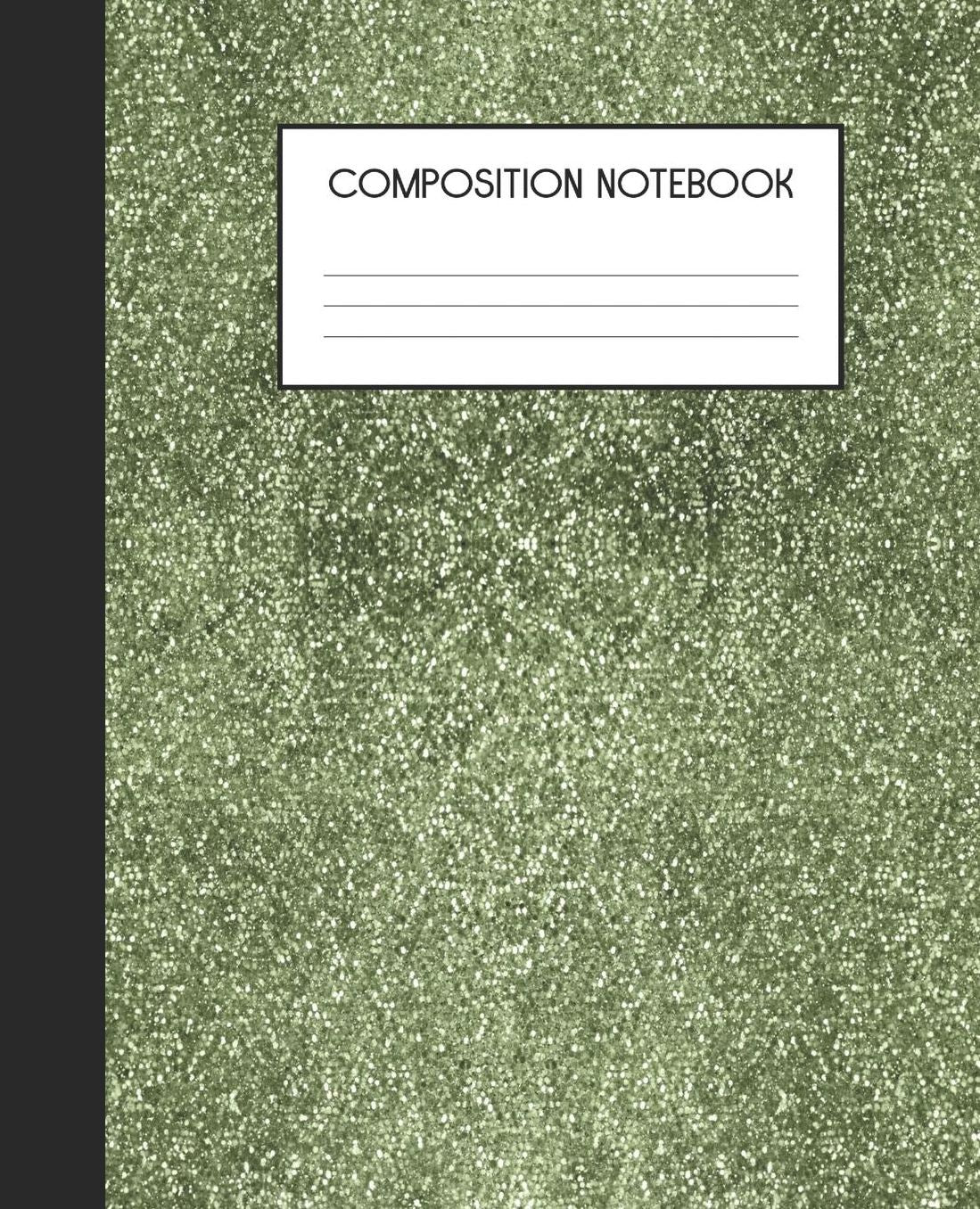 Composition Notebook: Wide Ruled Notebook Peacock Faux Glitter Feather Lined Journal 100 Pages 7.5 x 9.25 School Subject Book Notes Student Gift Kids Teenager Adult Teacher