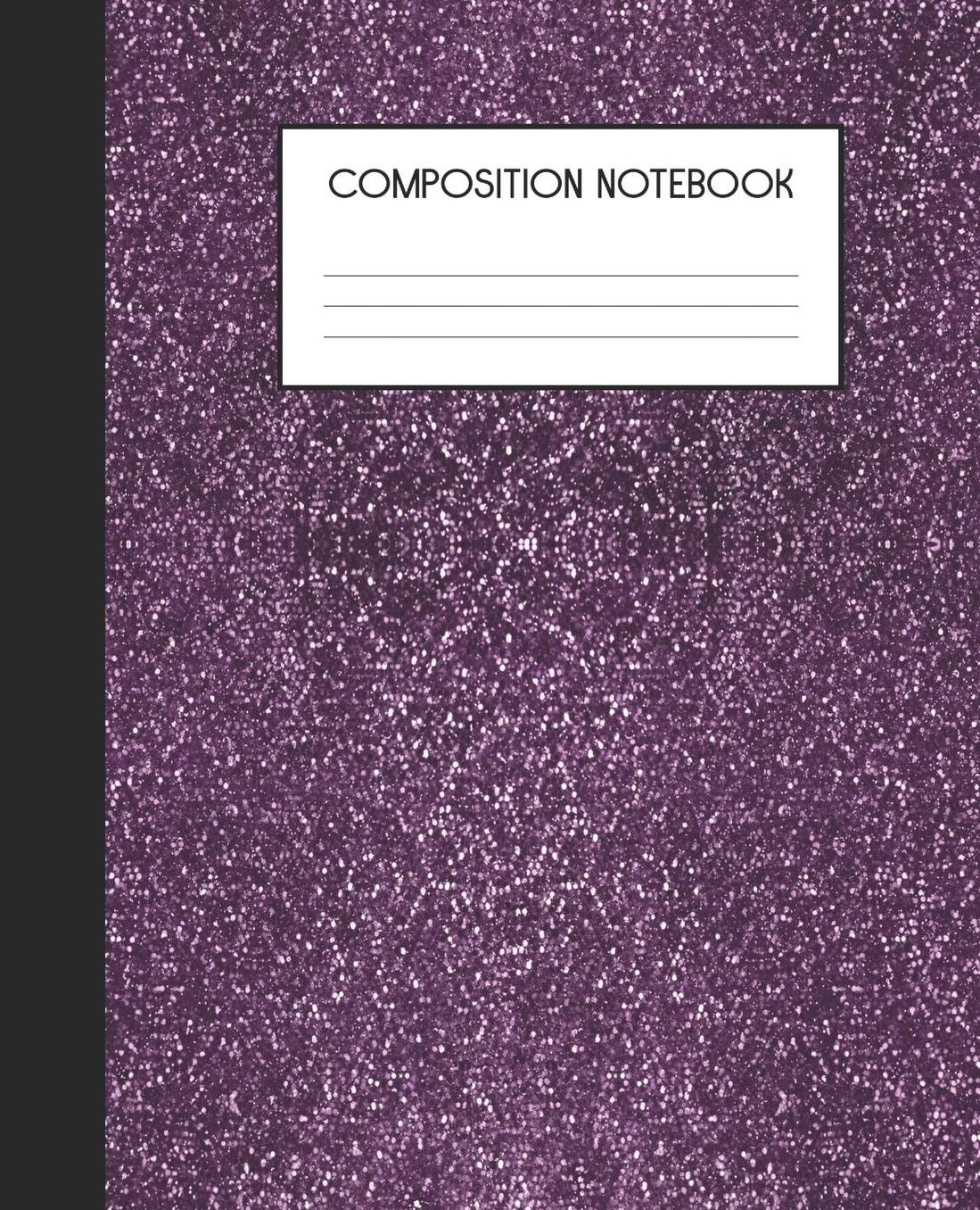 Composition Notebook: Wide Ruled Notebook Peacock Faux Glitter Feather Lined Journal 100 Pages 7.5 x 9.25 School Subject Book Notes Student Gift Kids Teenager Adult Teacher