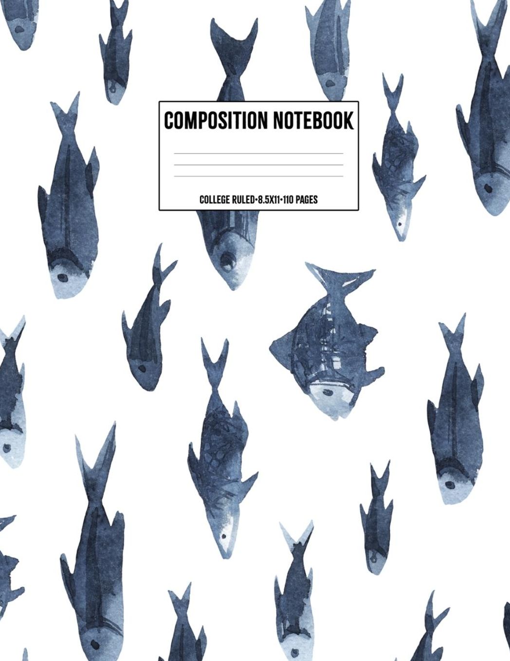 Composition Notebook: Blank Lined College Ruled School Journal Back to School Workbook Diary Cute Trendy Fish Nautical Design