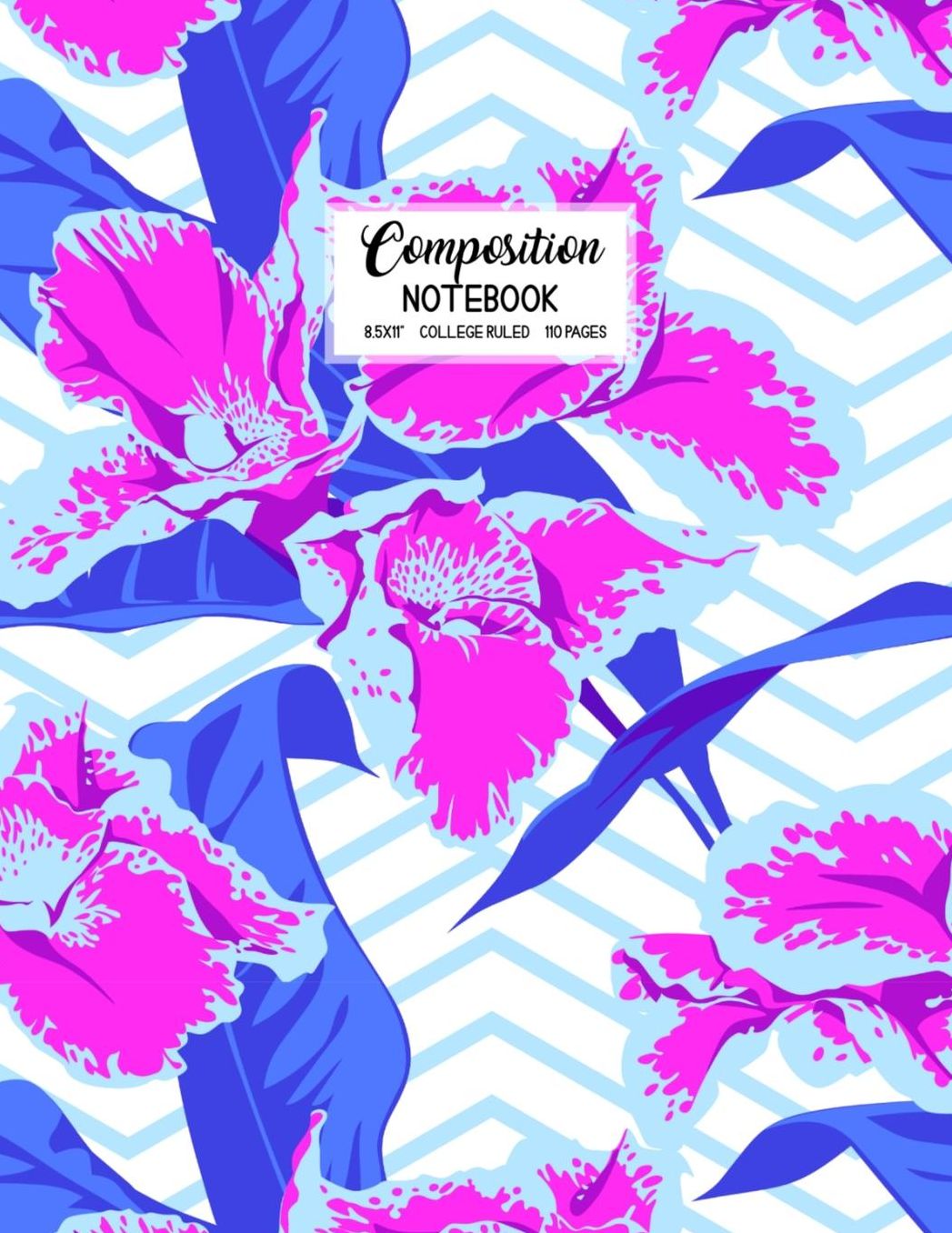 Composition Notebook: Blank Lined College Ruled School Journal Back to School Workbook Diary Cute Trendy Floral Chevron Design