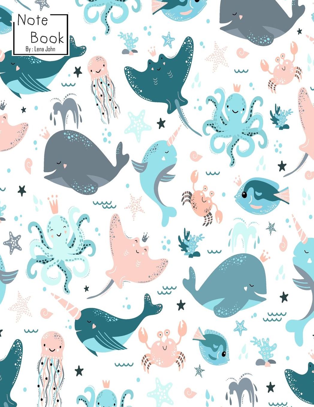 Notebook: Sea Animals Princess Notebook and Lined pages, Extra large (8.5 x 11) inches, 110 pages, White paper (Notebook for girls)