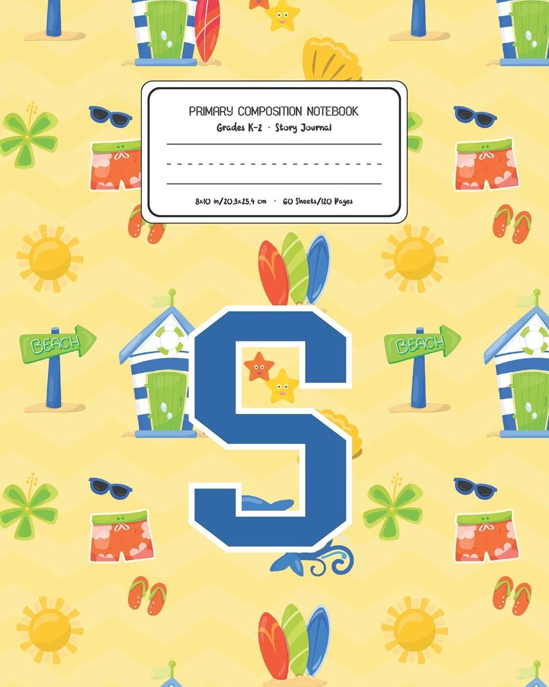 Primary Composition Notebook Grades K-2 Story Journal S: Surf Pattern Primary Composition Book Letter S Personalized Lined Draw and Write Handwriting Paper Picture Space and Dashed Midline Notebook for Boys Exercise Book for Kids Back to School Preschool