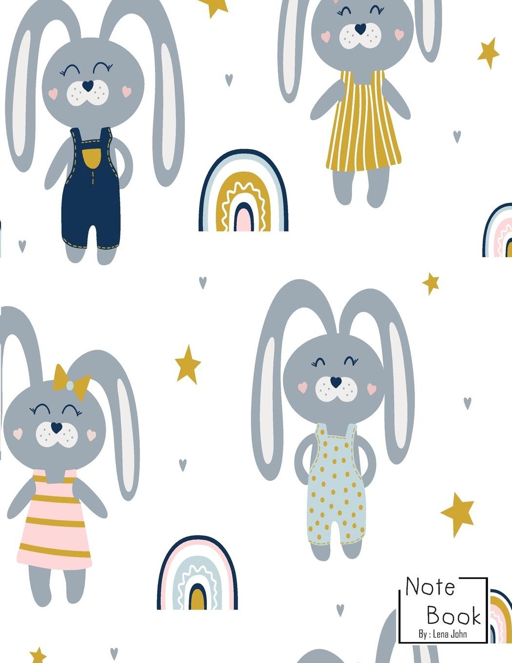 Notebook: Cute Bunny Star Notebook and Lined pages, Extra large (8.5 x 11) inches, 110 pages, White paper (Notebook for girls)