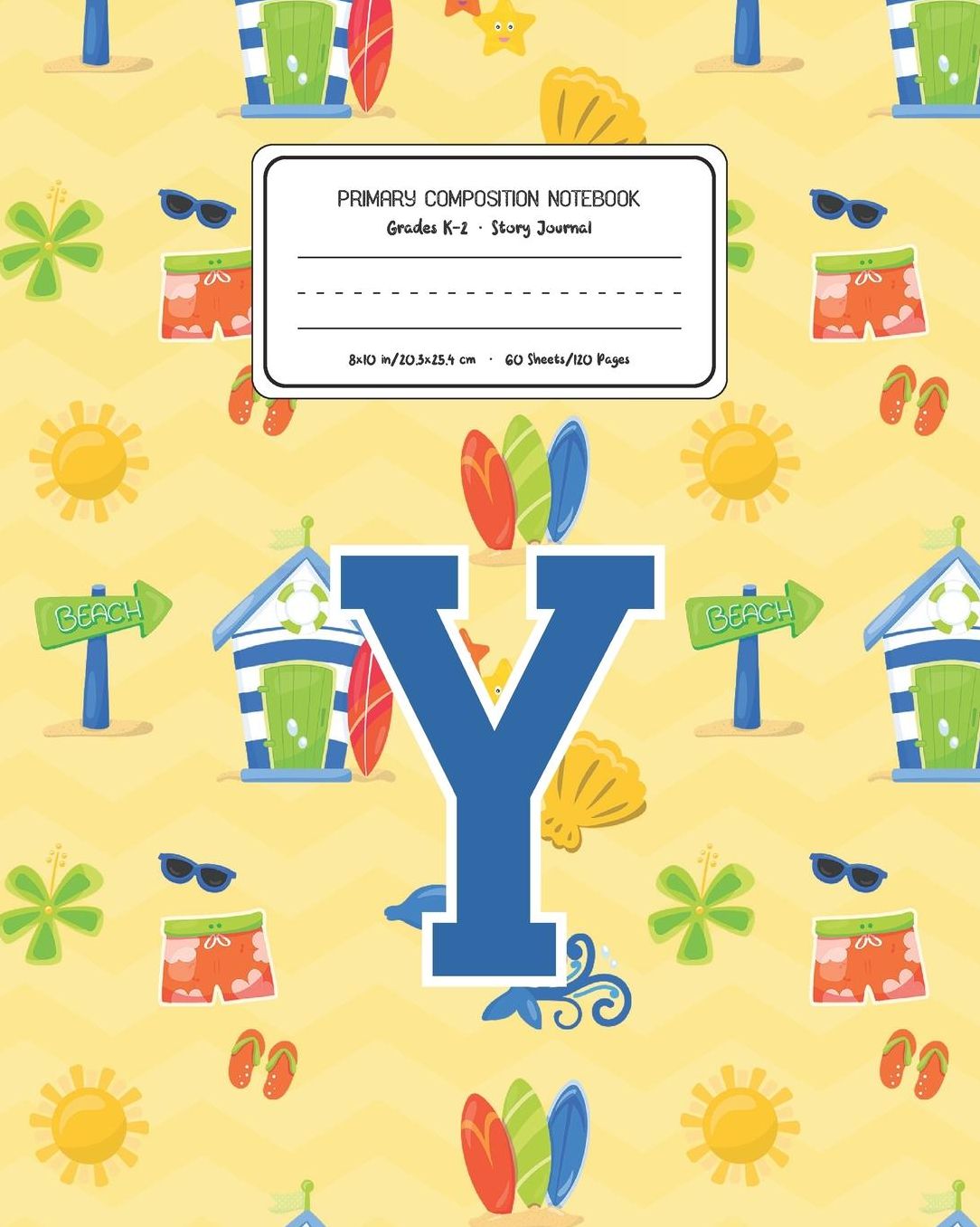 Primary Composition Notebook Grades K-2 Story Journal Y: Surf Pattern Primary Composition Book Letter Y Personalized Lined Draw and Write Handwriting Paper Picture Space and Dashed Midline Notebook for Boys Exercise Book for Kids Back to School Preschool