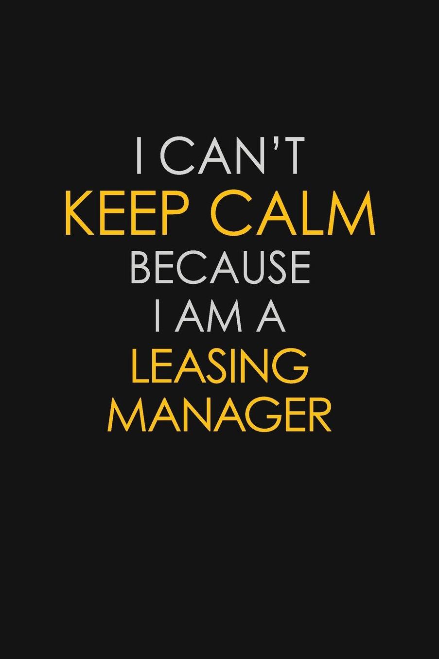 I Can't Keep Calm Because I Am A Leasing Manager: Motivational: 6X9 unlined 129 pages Notebook writing journal