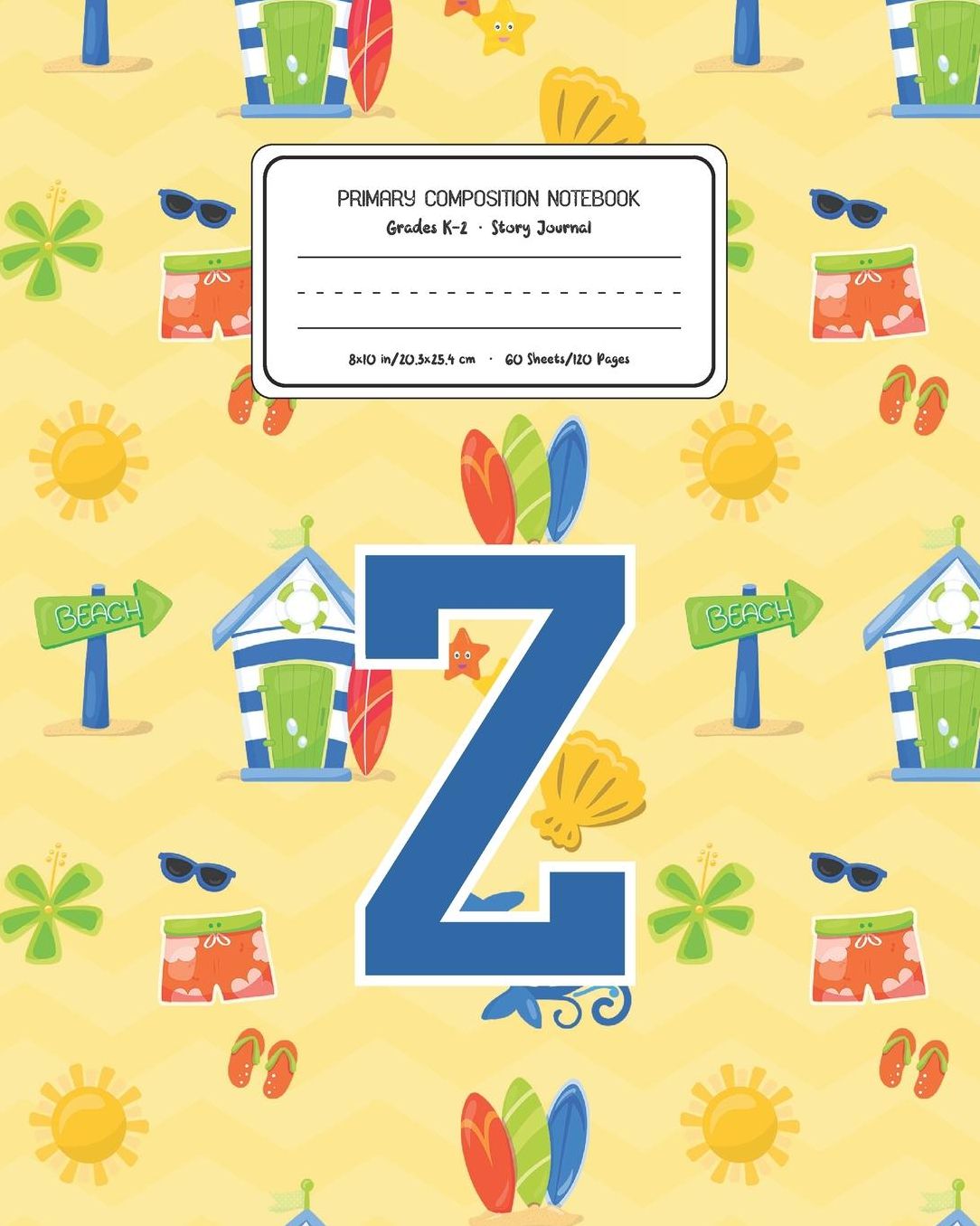 Primary Composition Notebook Grades K-2 Story Journal Z: Surf Pattern Primary Composition Book Letter Z Personalized Lined Draw and Write Handwriting Paper Picture Space and Dashed Midline Notebook for Boys Exercise Book for Kids Back to School Preschool