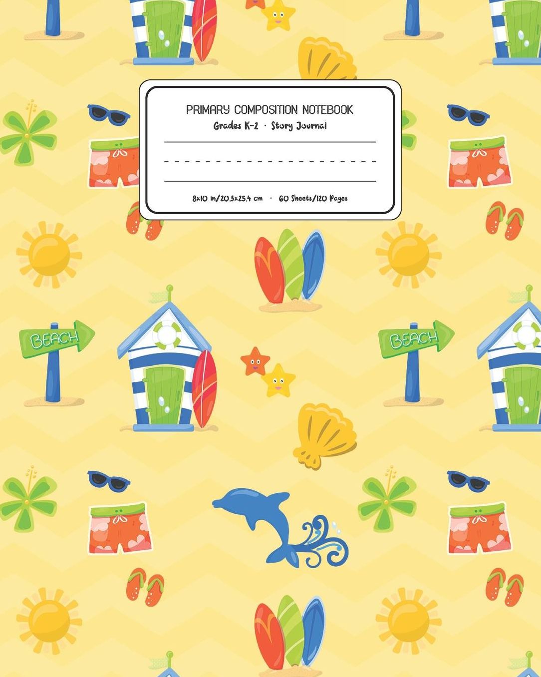 Primary Composition Notebook Grades K-2 Story Journal: Surf Pattern Primary Composition Book Personalized Lined Draw and Write Handwriting Paper Picture Space and Dashed Midline Notebook for Boys Exercise Book for Kids Back to School Preschool Kinderg