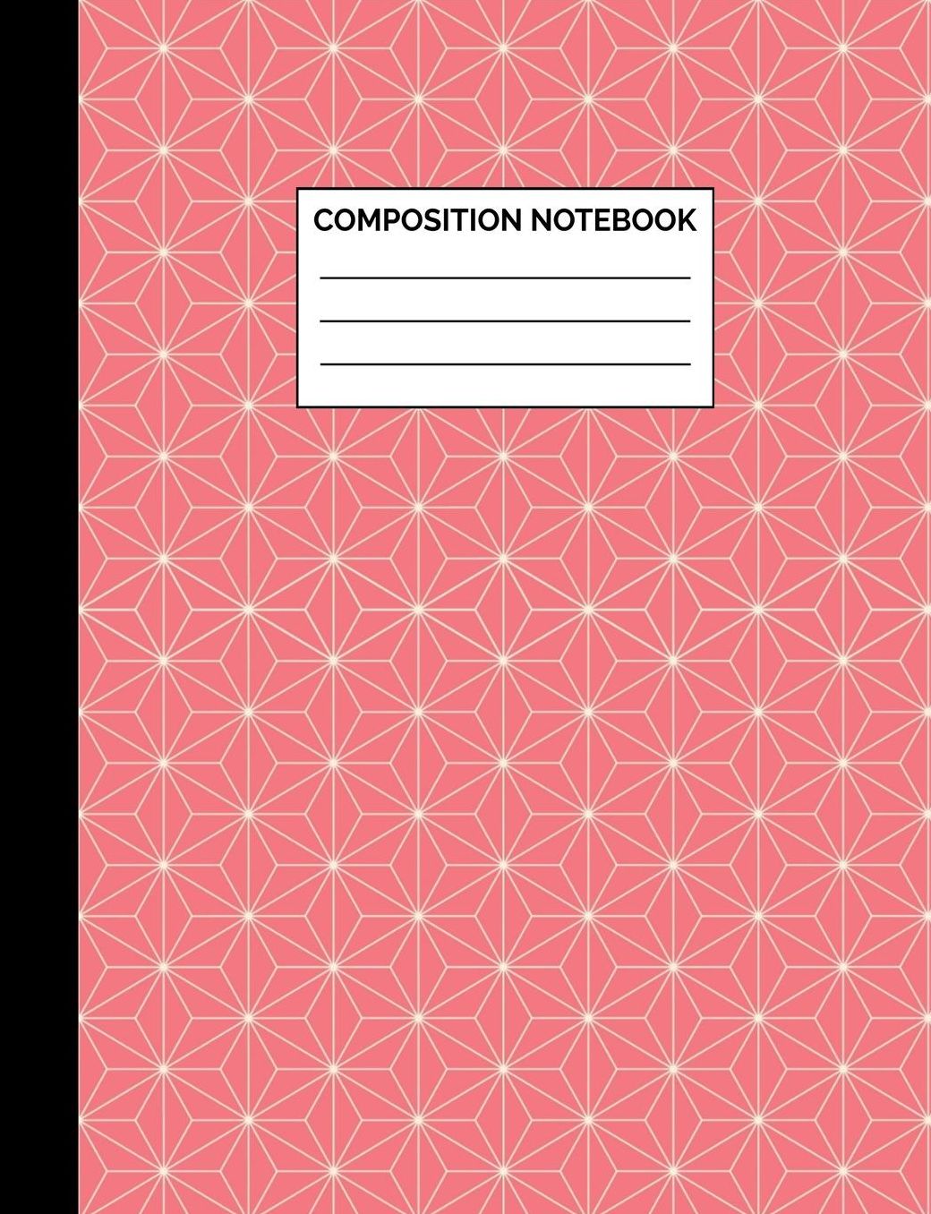Composition Notebook: Coral Geometric Pattern Wide Ruled Lined Note Book - Pretty, Modern, Bohemian Chic Journal with Lines for Kids, Teens, Students or Teachers to Write In at School, Work, Home, Office - 100 Lined Pages / 50 Sheets - Size 7.44 x 9.69