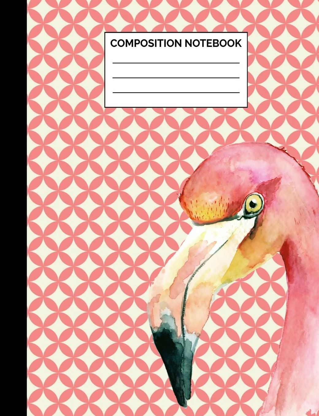 Composition Notebook: Pink Flamingo on Coral Pattern Wide Ruled Lined Note Book - Bohemian Chic Bird Journal with Lines for Kids, Teens, Students or Teachers to Write In at School, Work, Home, Office - 100 Lined Pages / 50 Sheets - Size 7.44 x 9.69