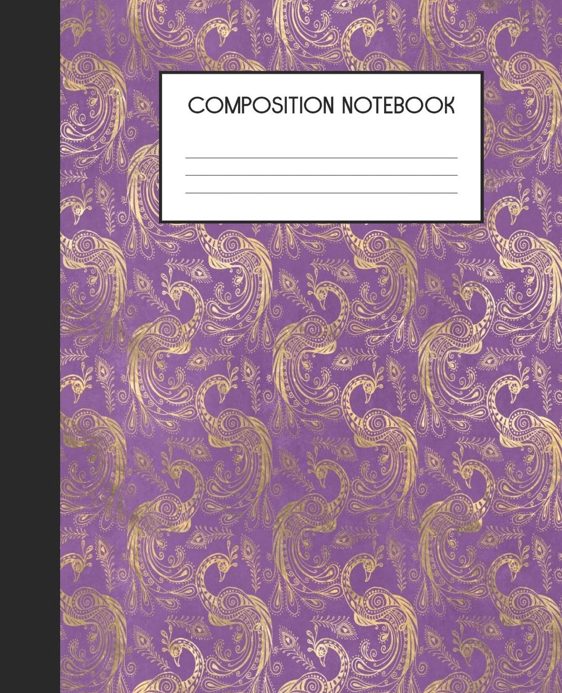 Composition Notebook: Wide Ruled Notebook Purple Peacock Lined Journal 100 Pages 7.5 x 9.25 School Subject Book Notes Student Gift Kids Teenager Adult Teacher