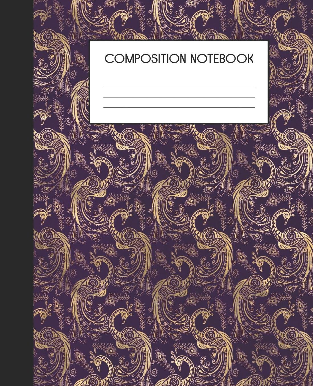 Composition Notebook: Wide Ruled Notebook Purple Peacock Lined Journal 100 Pages 7.5 x 9.25 School Subject Book Notes Student Gift Kids Teenager Adult Teacher