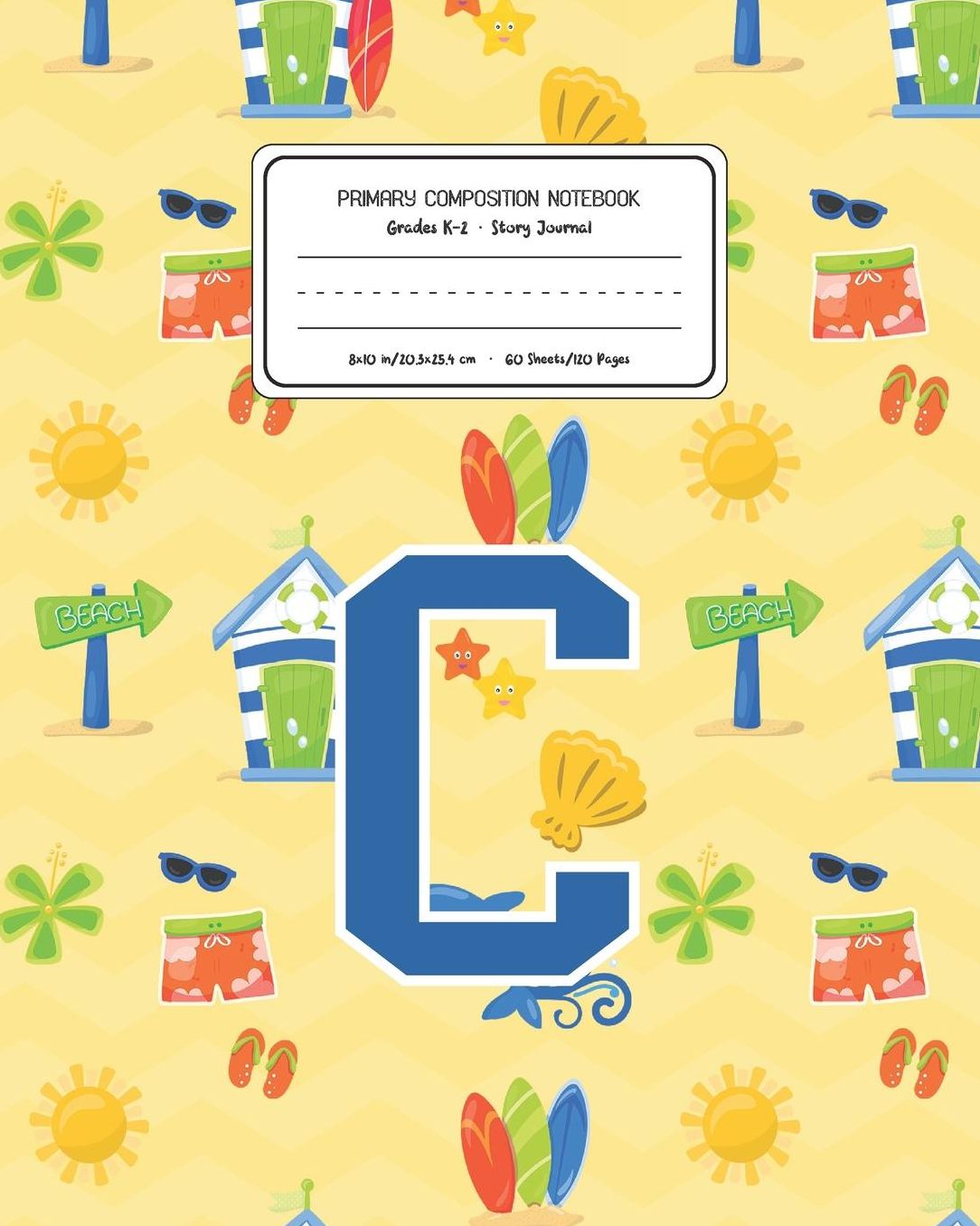 Primary Composition Notebook Grades K-2 Story Journal C: Surf Pattern Primary Composition Book Letter C Personalized Lined Draw and Write Handwriting Paper Picture Space and Dashed Midline Notebook for Boys Exercise Book for Kids Back to School Preschool