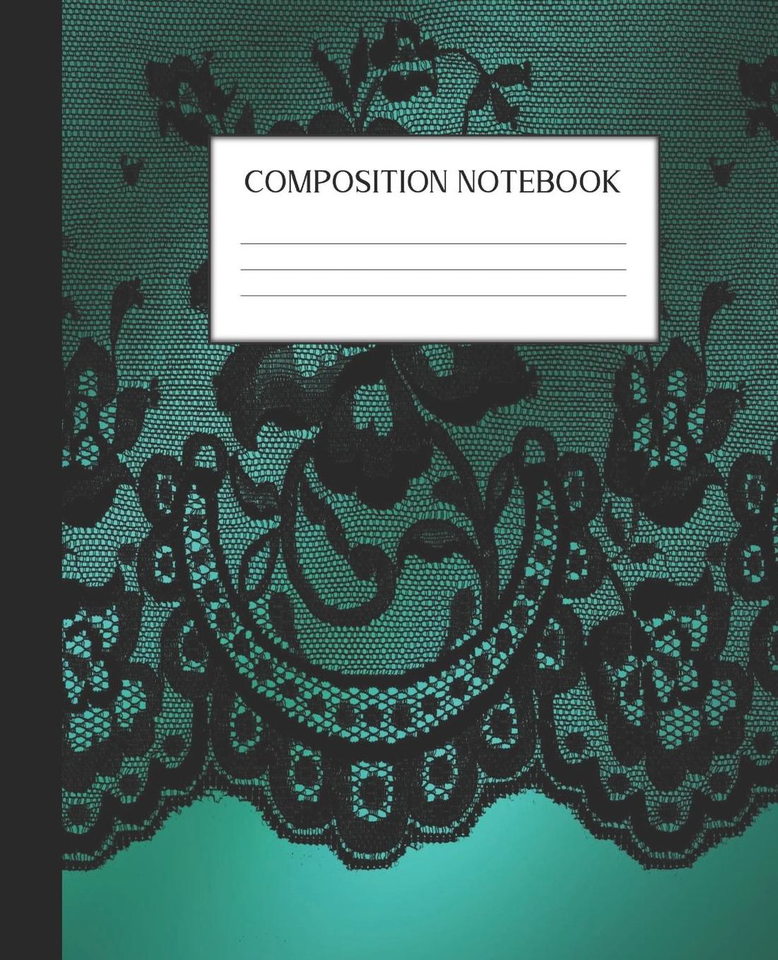 Composition Notebook: Wide Ruled Notebook Satin Black Lace Lined Journal 100 Pages 7.5 x 9.25 School Subject Book Notes Student Gift Kids Teenager Adult Teacher