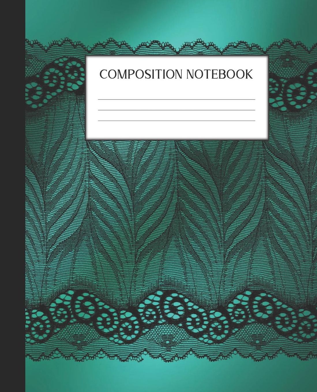 Composition Notebook: Wide Ruled Notebook Satin Black Lace Lined Journal 100 Pages 7.5 x 9.25 School Subject Book Notes Student Gift Kids Teenager Adult Teacher