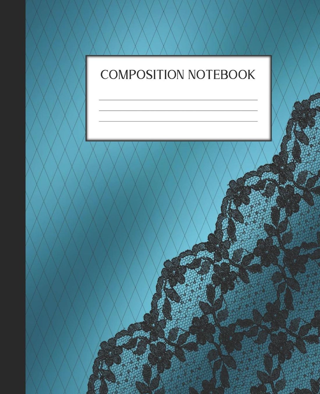 Composition Notebook: Wide Ruled Notebook Satin Black Lace Lined Journal 100 Pages 7.5 x 9.25 School Subject Book Notes Student Gift Kids Teenager Adult Teacher