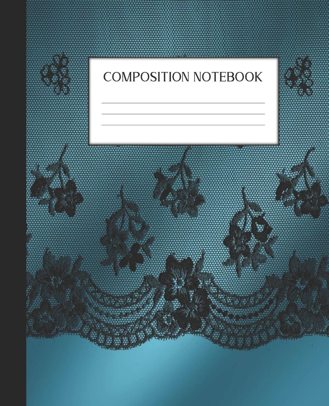 Composition Notebook: Wide Ruled Notebook Satin Black Lace Lined Journal 100 Pages 7.5 x 9.25 School Subject Book Notes Student Gift Kids Teenager Adult Teacher