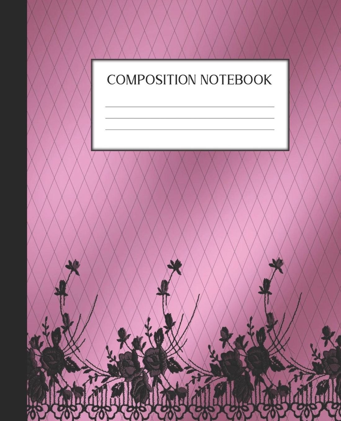 Composition Notebook: Wide Ruled Notebook Satin Black Lace Lined Journal 100 Pages 7.5 x 9.25 School Subject Book Notes Student Gift Kids Teenager Adult Teacher