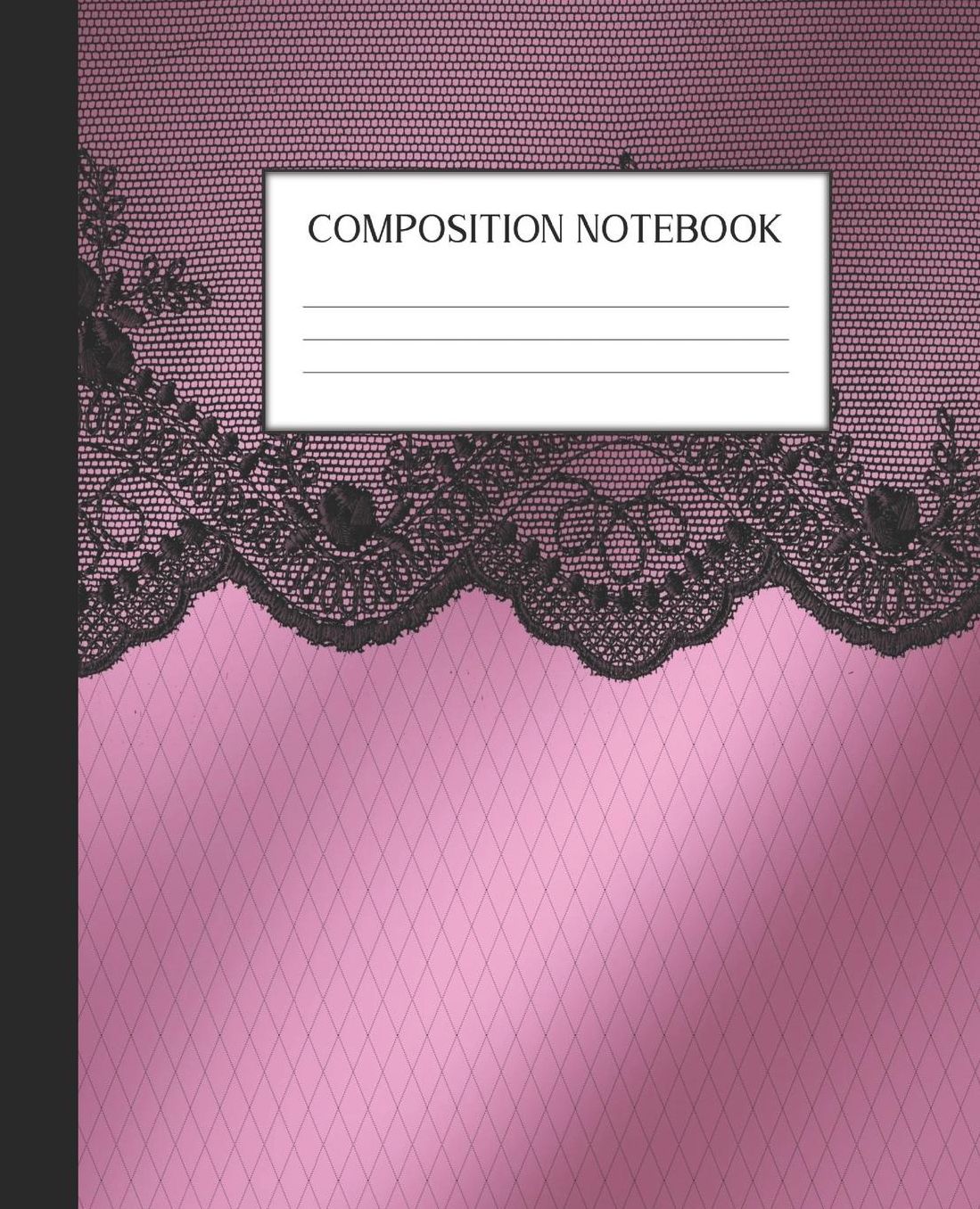 Composition Notebook: Wide Ruled Notebook Satin Black Lace Lined Journal 100 Pages 7.5 x 9.25 School Subject Book Notes Student Gift Kids Teenager Adult Teacher