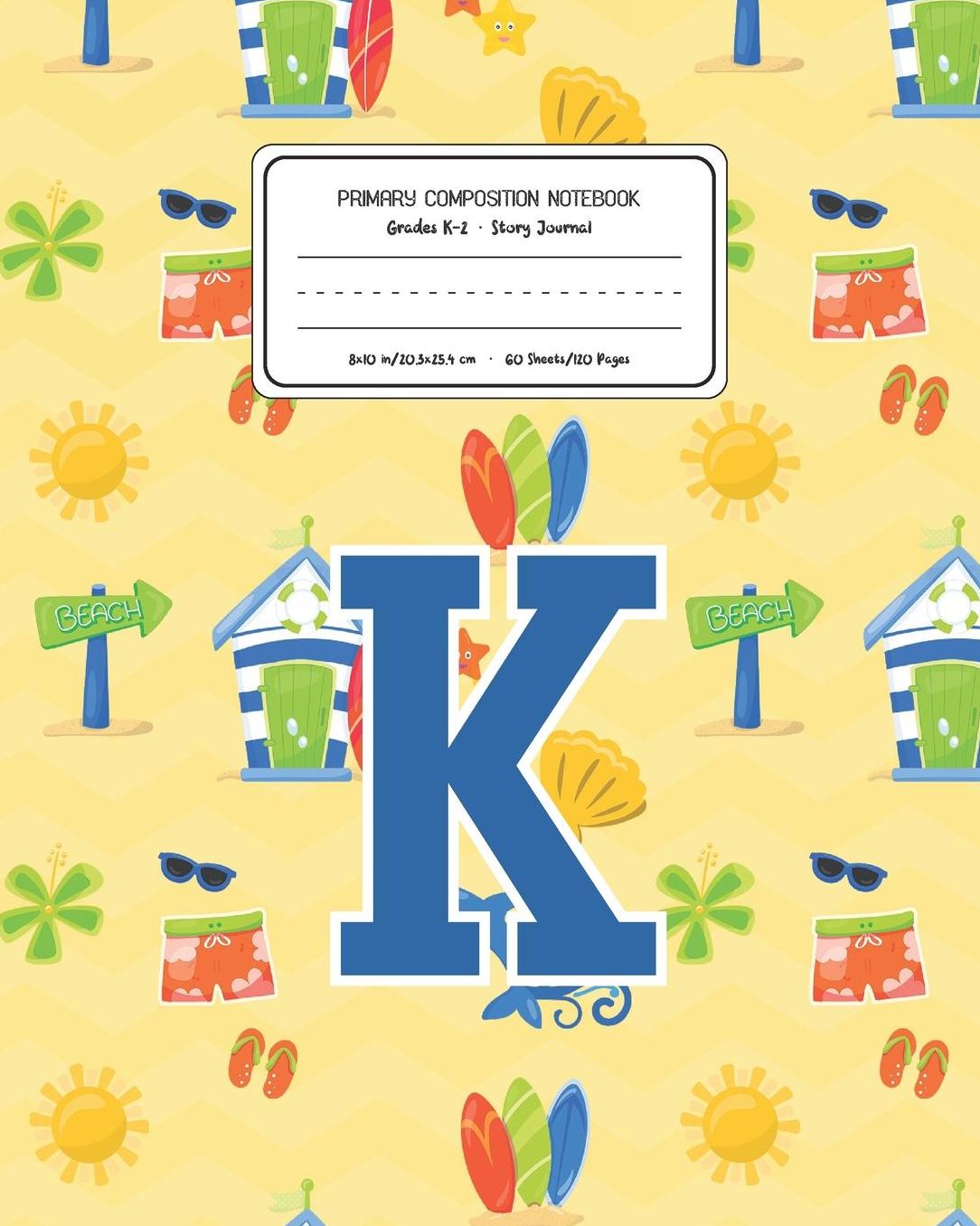 Primary Composition Notebook Grades K-2 Story Journal K: Surf Pattern Primary Composition Book Letter K Personalized Lined Draw and Write Handwriting Paper Picture Space and Dashed Midline Notebook for Boys Exercise Book for Kids Back to School Preschool