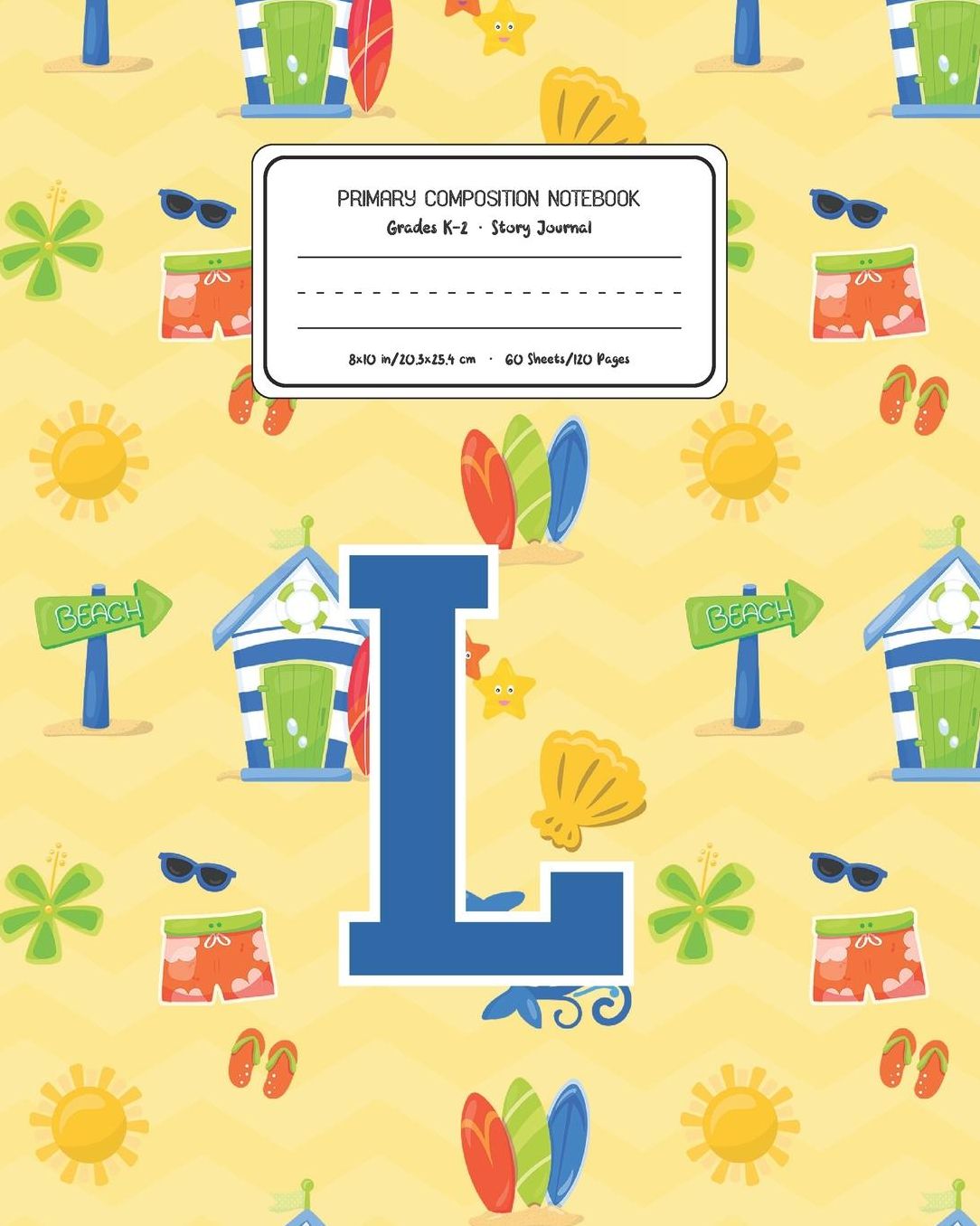 Primary Composition Notebook Grades K-2 Story Journal L: Surf Pattern Primary Composition Book Letter L Personalized Lined Draw and Write Handwriting Paper Picture Space and Dashed Midline Notebook for Boys Exercise Book for Kids Back to School Preschool